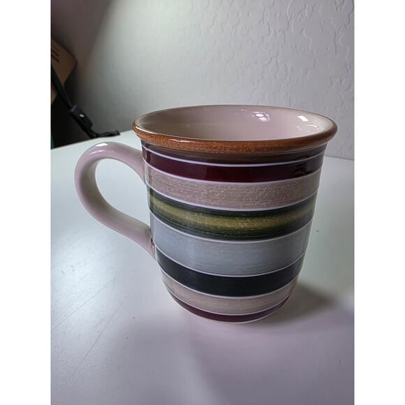 TABLETOPS UNLIMITED Jentry Red Green MCM Style Hand Painted Coffee Mug Set of 4 - Picture 5 of 10